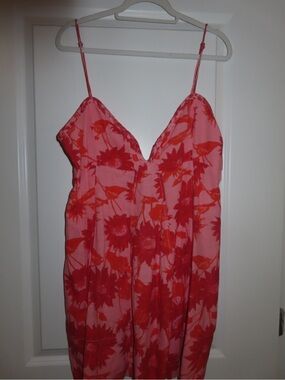 Free People Pink and Red Floral Slip Mini Dress